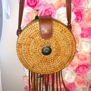 Circle basket weave Crossbody bag